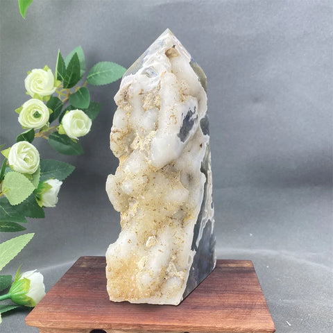 Green Moss Agate Geode Point-ToShay.org