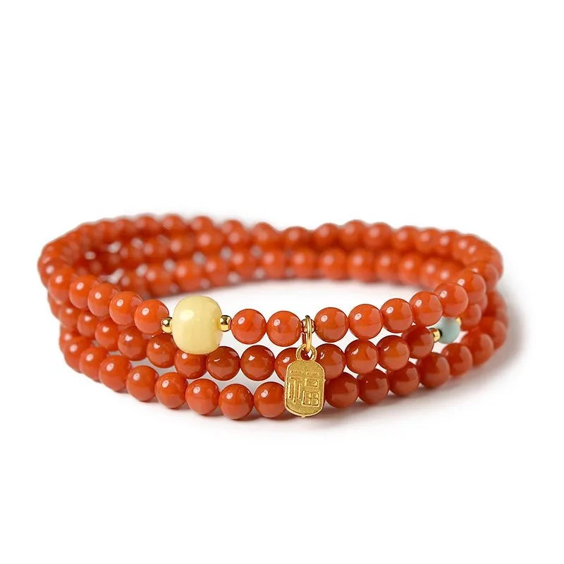 Red Agate Bead Bracelet-ToShay.org