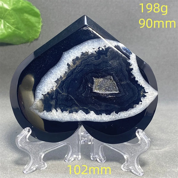 Black Agate Geode Heart-ToShay.org