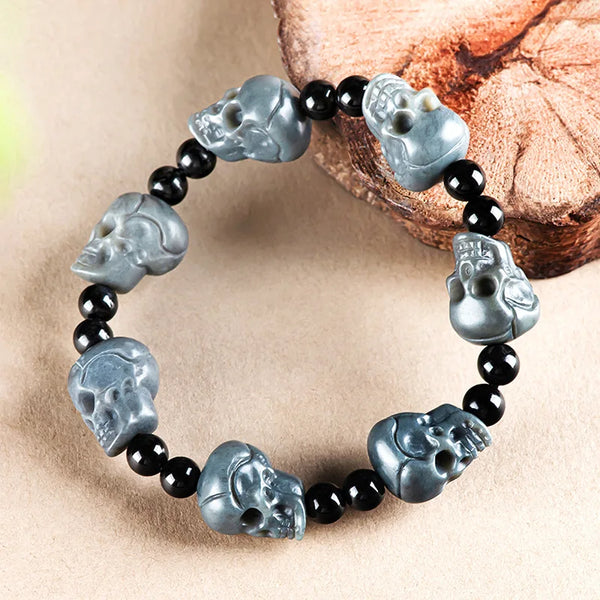 Grey Jade Skull Bracelet-ToShay.org