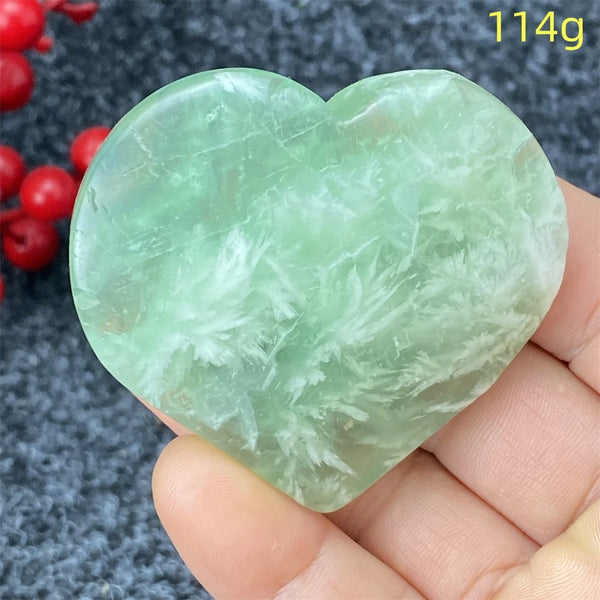 Green Feather Fluorite Heart-ToShay.org