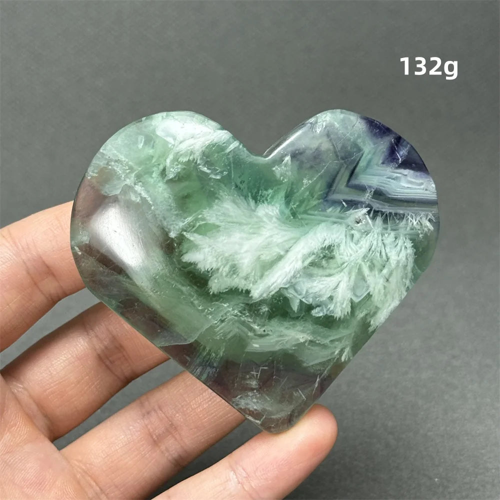 Green Feather Fluorite Heart-ToShay.org