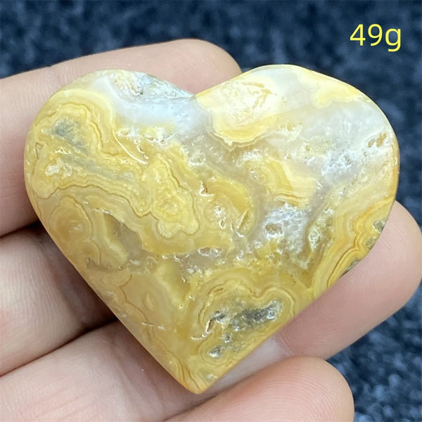 Yellow Crazy Agate Hearts-ToShay.org