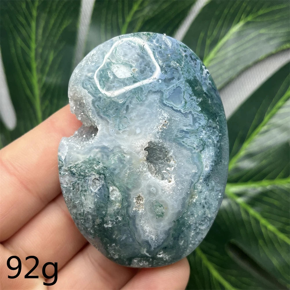 Green Moss Agate Palm Stone-ToShay.org