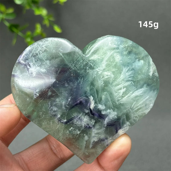 Green Feather Fluorite Heart-ToShay.org
