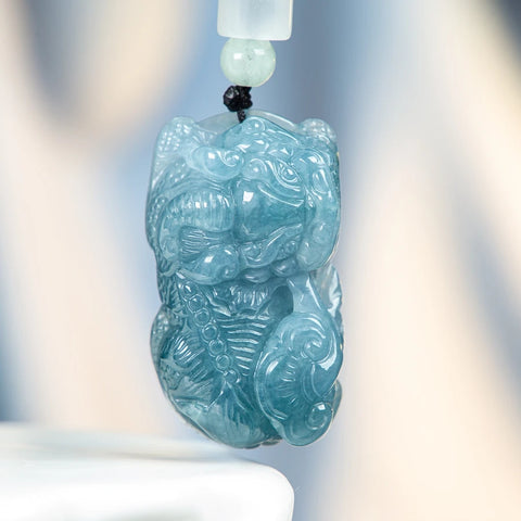 Blue Jade Pixiu Pendant-ToShay.org