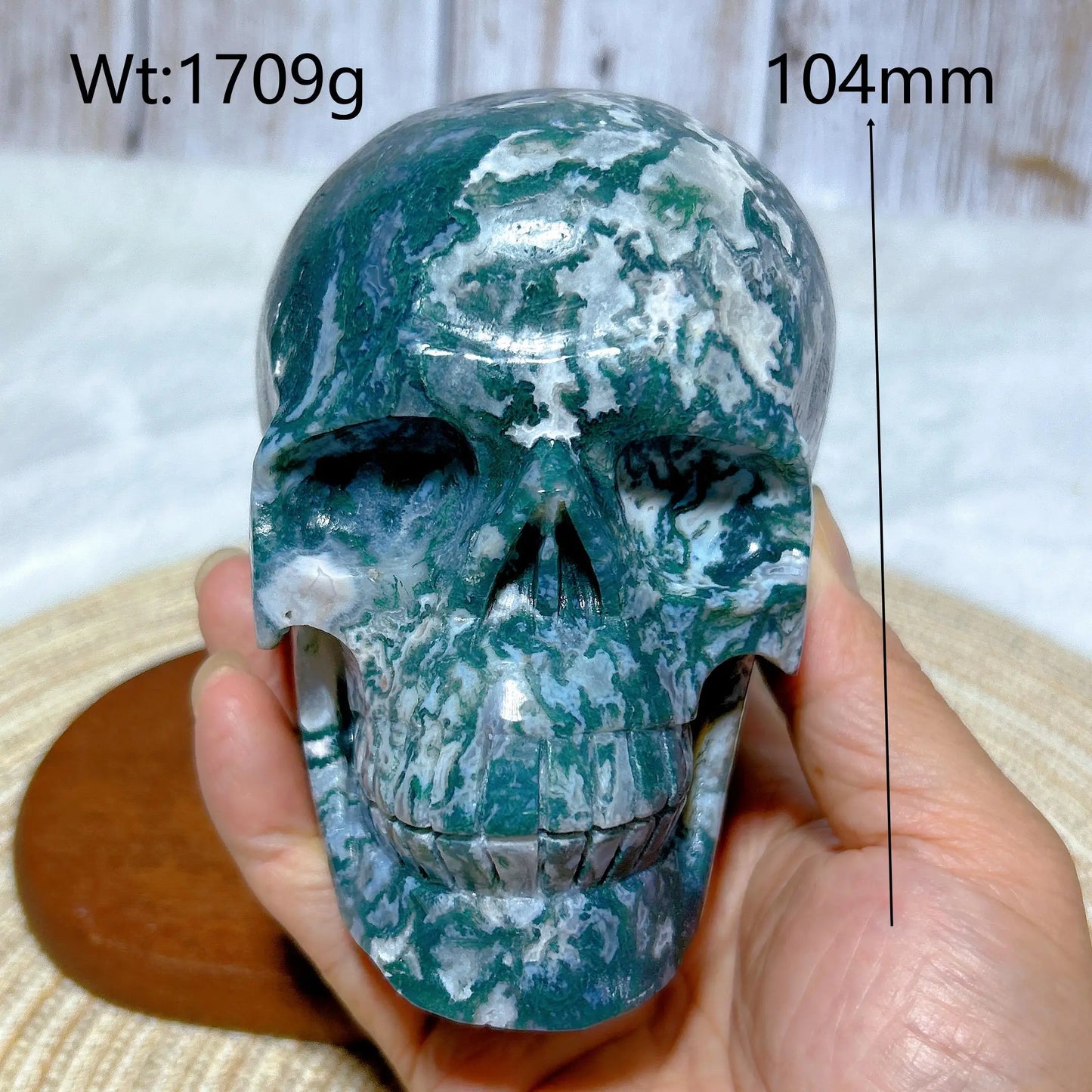 Green Moss Agate Skull-ToShay.org