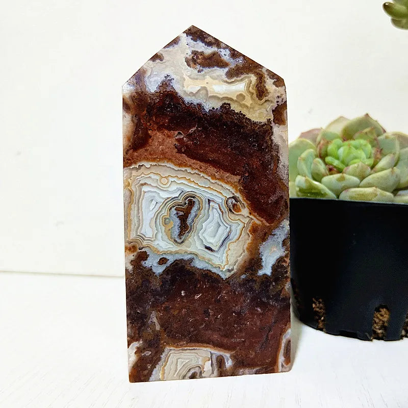 Red Lace Agate Crystal Tower-ToShay.org