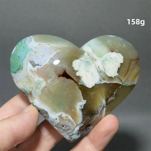 Green Sakura Agate Heart-ToShay.org