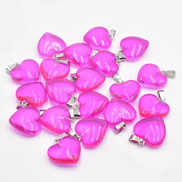 Mixed Glass Crystal Heart Pendants-ToShay.org