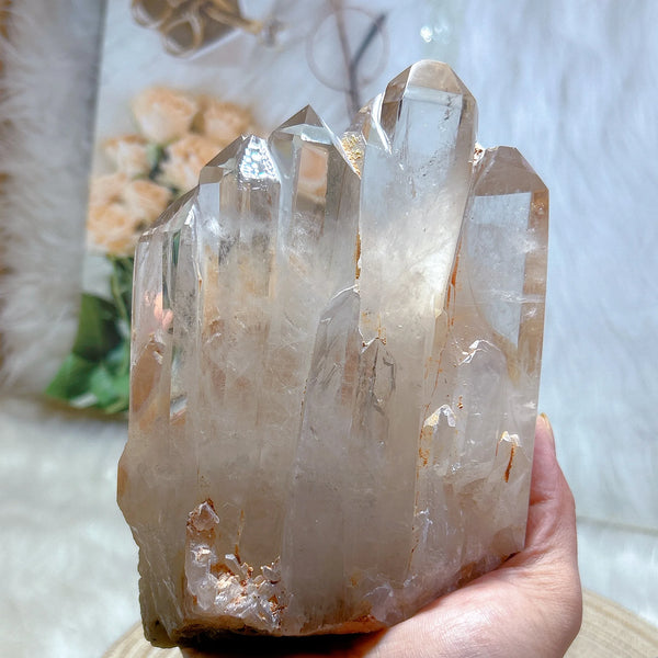 Clear Rainbow Quartz Cluster-ToShay.org