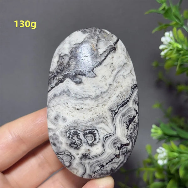 Grey Striped Calcite Palm Stone-ToShay.org