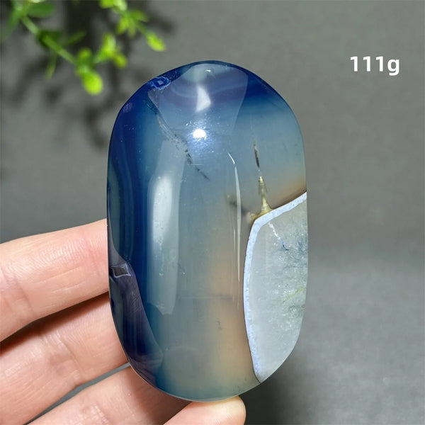 Blue Agate Palm Stone-ToShay.org