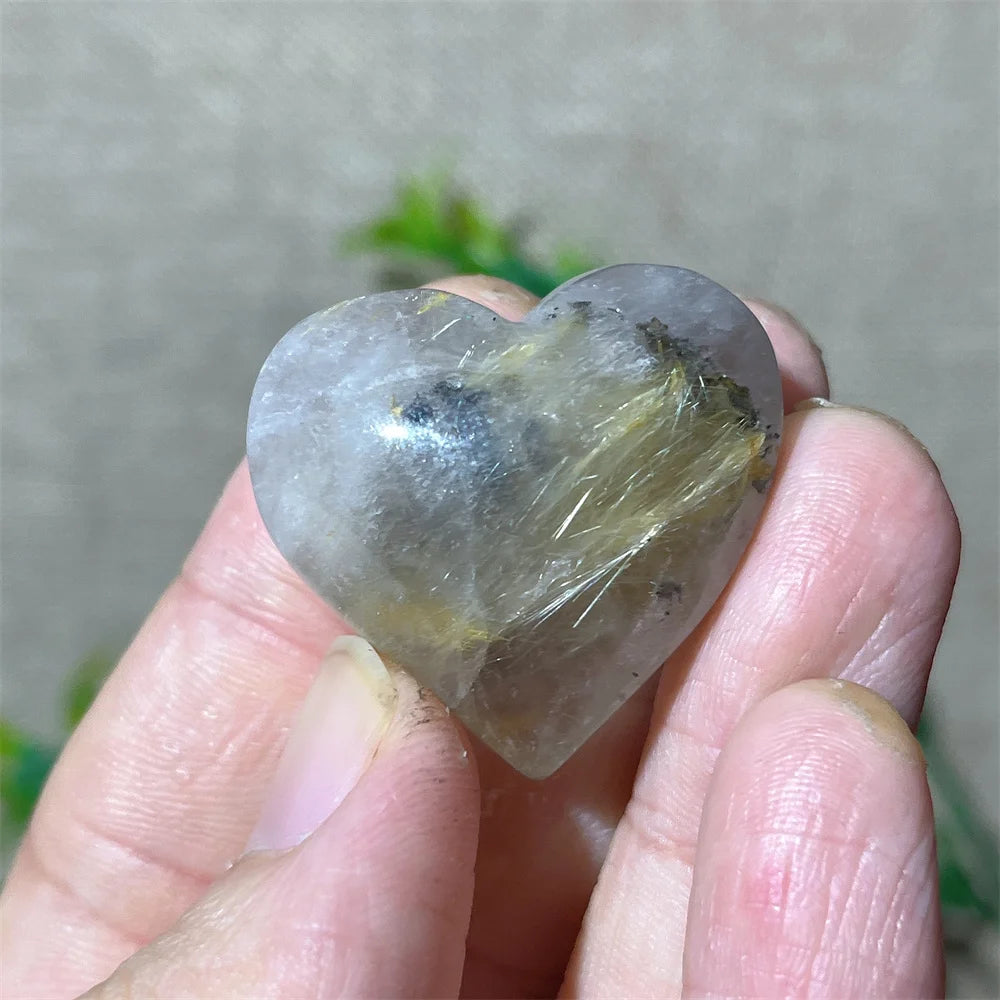 Gold Hair Rutile Quartz Heart-ToShay.org