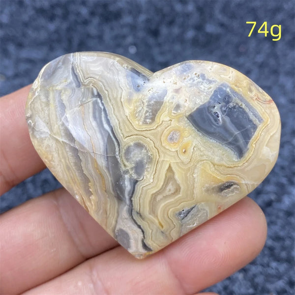 Yellow Crazy Agate Hearts-ToShay.org