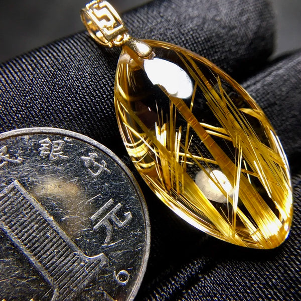 Gold Rutilated Quartz Pendant-ToShay.org