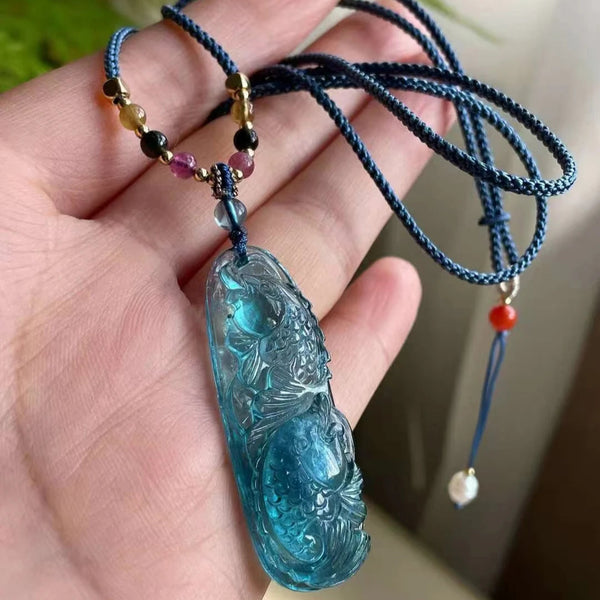 Blue Aquamarine Fish Pendant-ToShay.org
