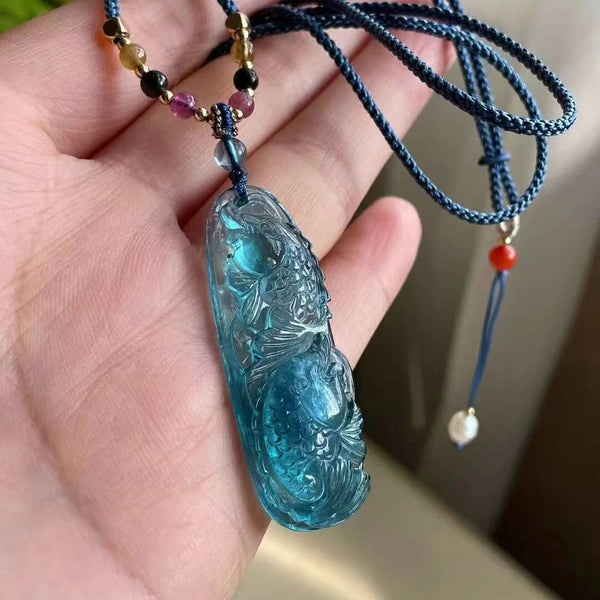 Blue Aquamarine Fish Pendant-ToShay.org