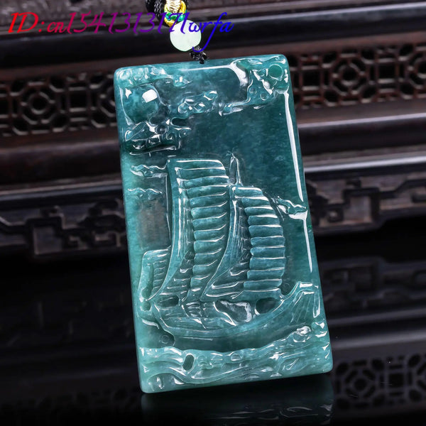 Blue Jadeite Sailboat Pendant-ToShay.org