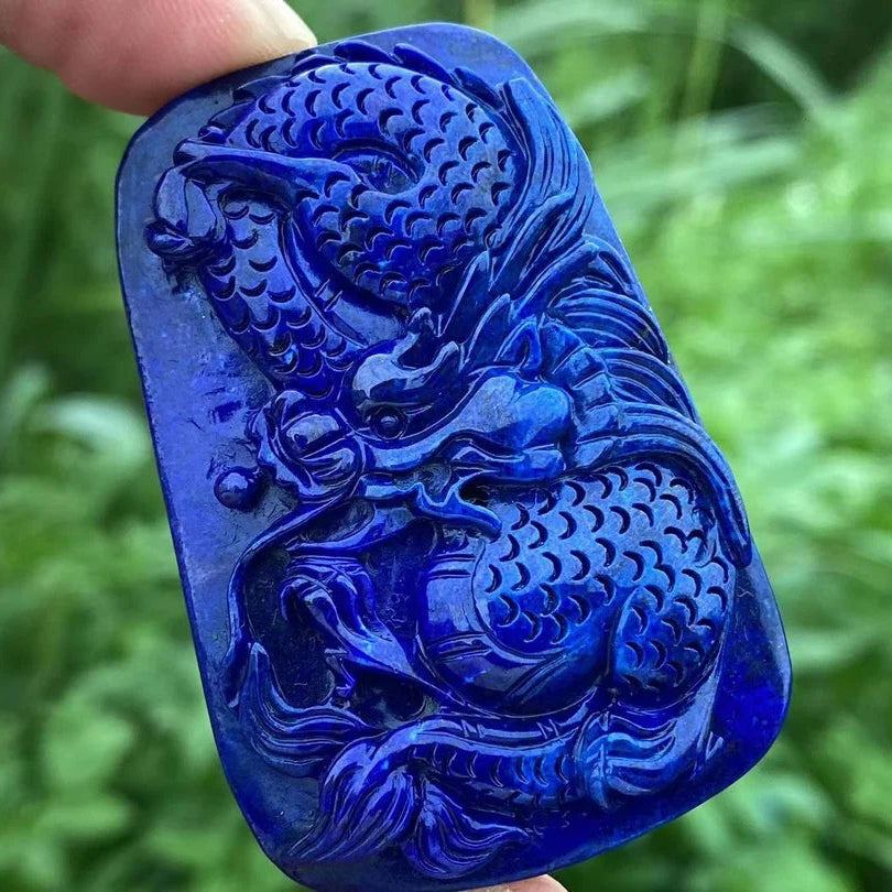 Blue Lapis Lazuli Dragon Pendant-ToShay.org