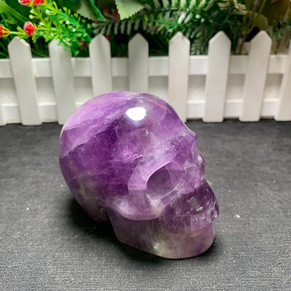 Natural Crystal Amethyst Skull Carved Statue Energy Stone Figurine Powerful Witchcraft Healing Reiki Home Decor Collection Gift-ToShay.org