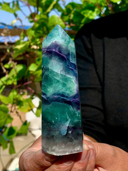 Green Fluorite Crystal Wand-ToShay.org