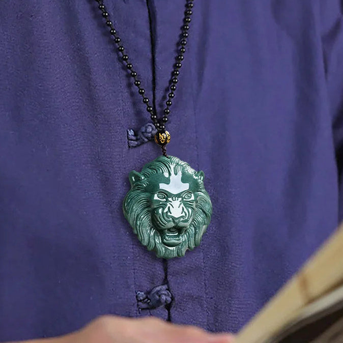 Green Jade Lion Head Pendant-ToShay.org