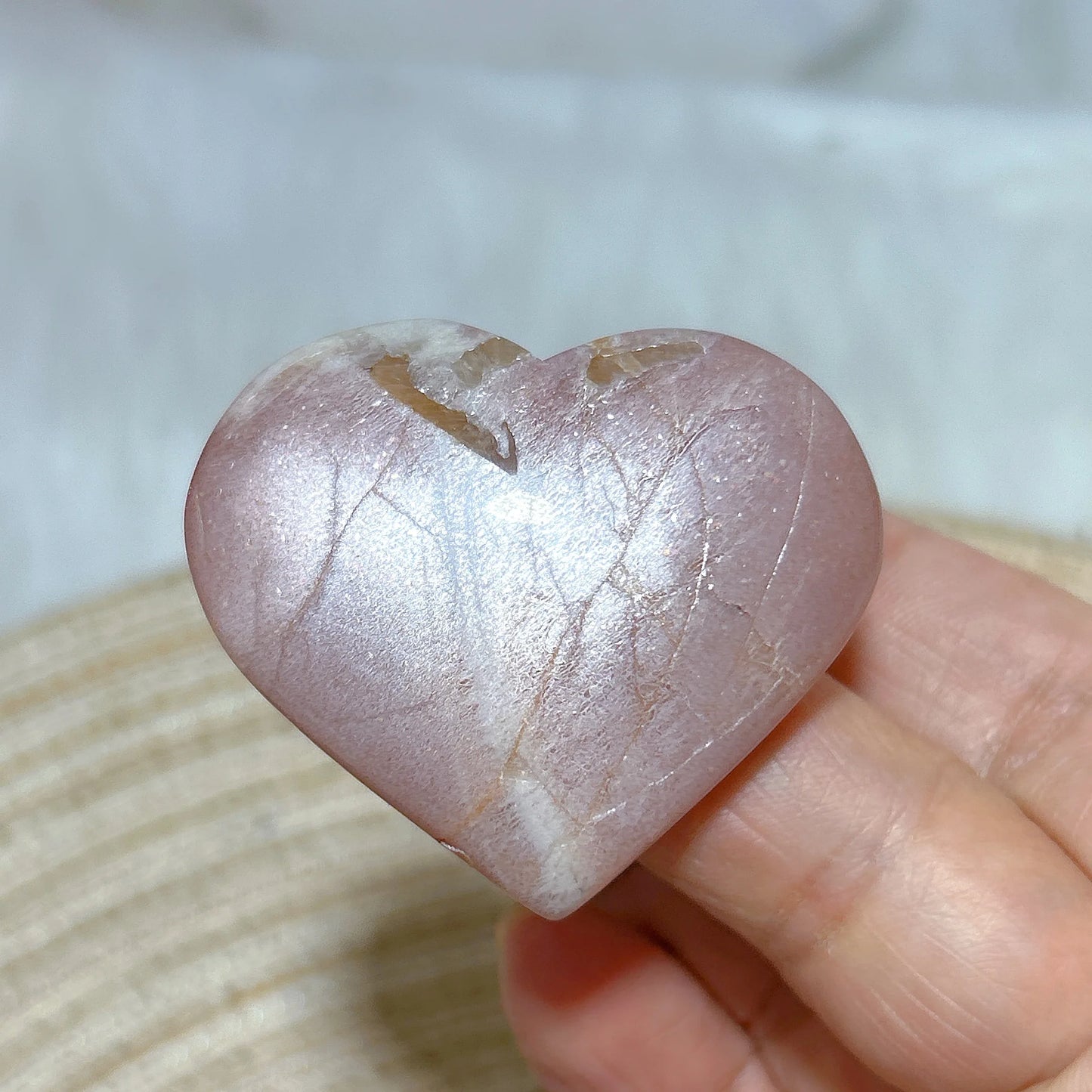 Orange Peach Moonstone Heart-ToShay.org