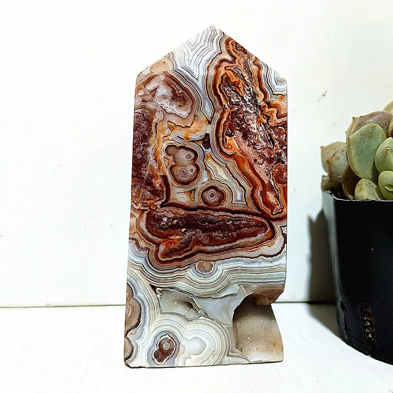 Red Lace Agate Crystal Tower-ToShay.org
