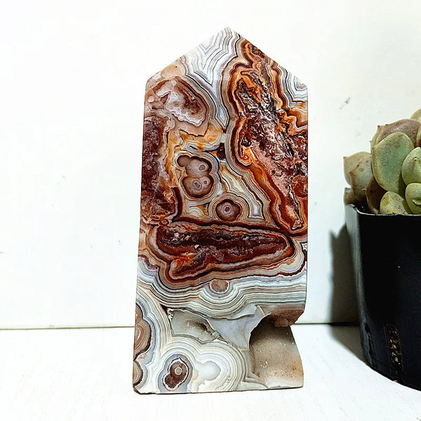 Red Lace Agate Crystal Tower-ToShay.org
