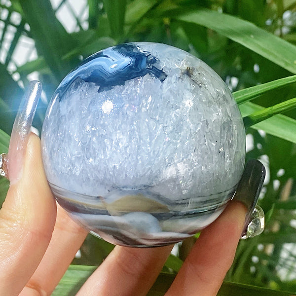 Blue Silk Agate Ball-ToShay.org