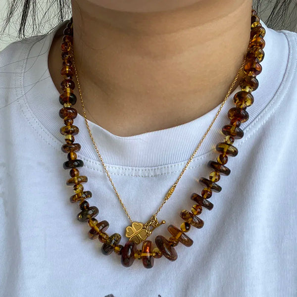 Yellow Amber Bead Necklace-ToShay.org