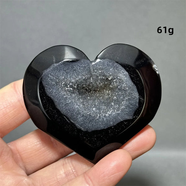 Black Agate Geode Heart-ToShay.org