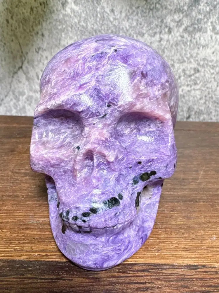 Natural Charoite Skull Carving Quartz Stone Halloween Decoration Minerals Craft Gifts Energy Healing Meditation Spiritual Gift-ToShay.org