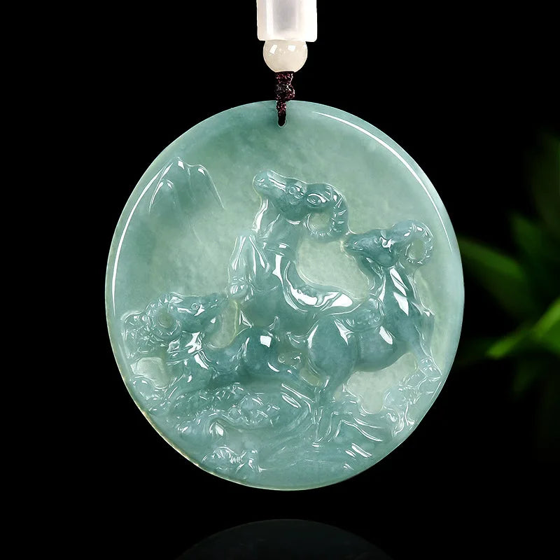 Blue Jade Ram Pendant-ToShay.org