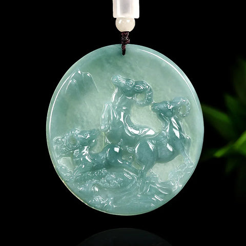 Blue Jade Rams Pendant-ToShay.org