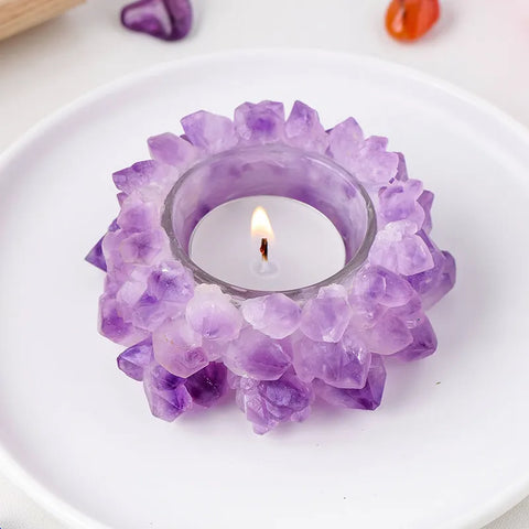 Purple Amethyst Tealight Holder-ToShay.org
