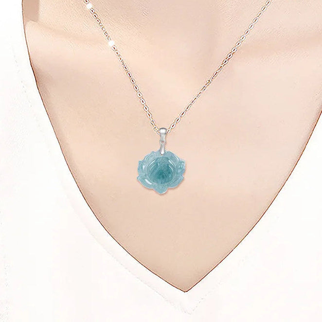 Blue Jade Lotus Pendant-ToShay.org