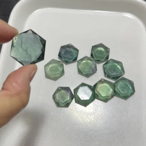 Green Fluorite Quartz Hexagon-ToShay.org