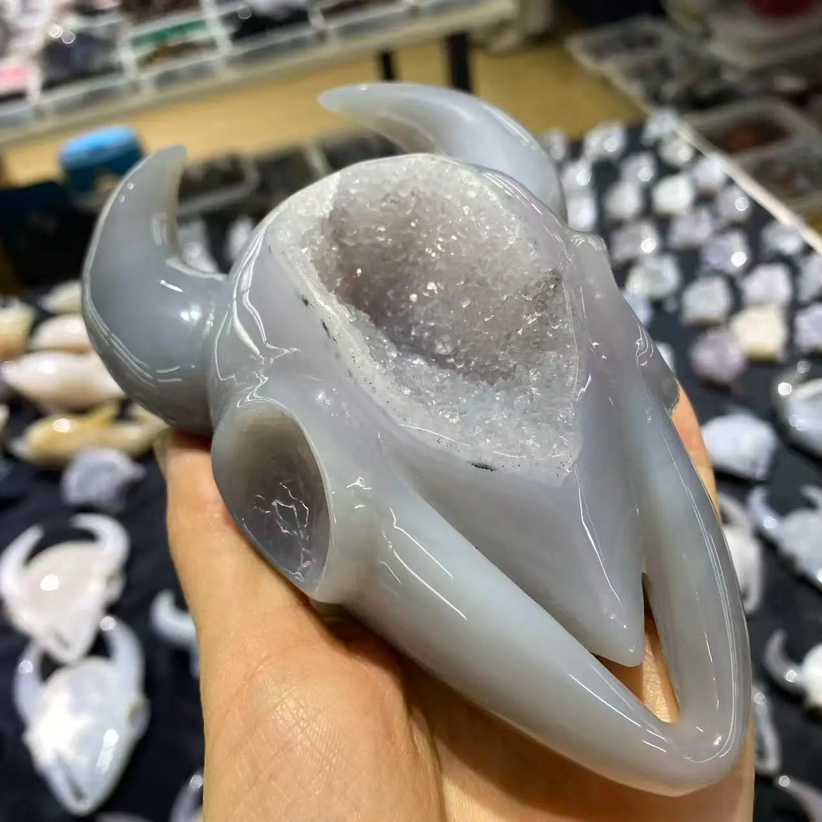 Grey Agate Bull Head-ToShay.org