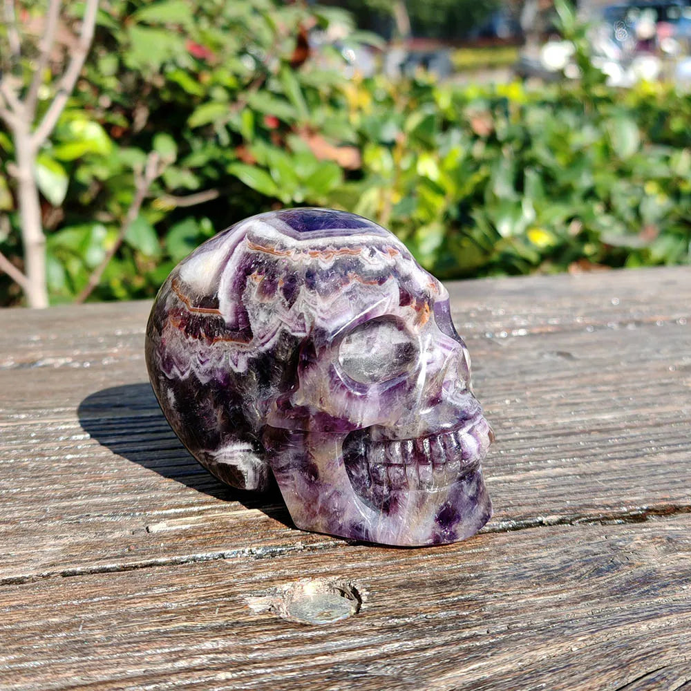 Dream Amethyst Skull Natural Crystal Large Skull Carving Statue Polished Stone Sculpture Reiki Carved Decor Ornament Fesival-ToShay.org