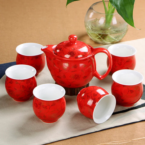 Red Ceramic Tea Sets-ToShay.org