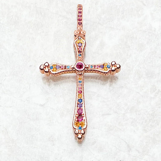 Pink Rose Gold Cross Pendant-ToShay.org