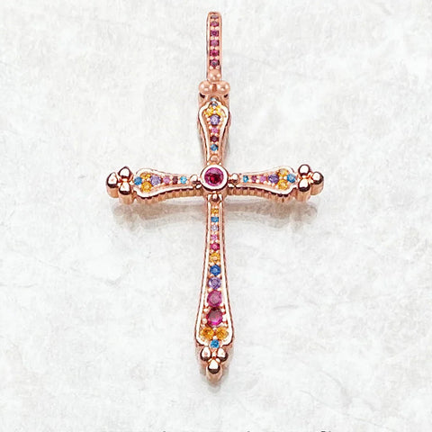 Pink Rose Gold Cross Pendant-ToShay.org