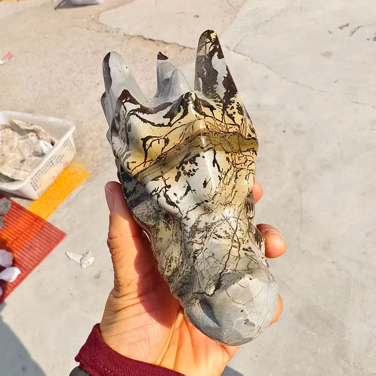 Yellow Painting Stone Dragon-ToShay.org