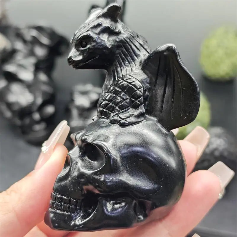 Black Obsidian Dragon Skull-ToShay.org