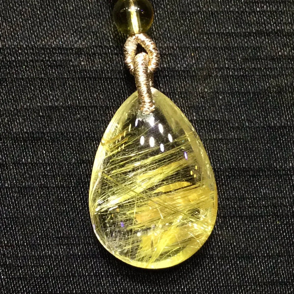 Gold Rutilated Quartz Pendant-ToShay.org