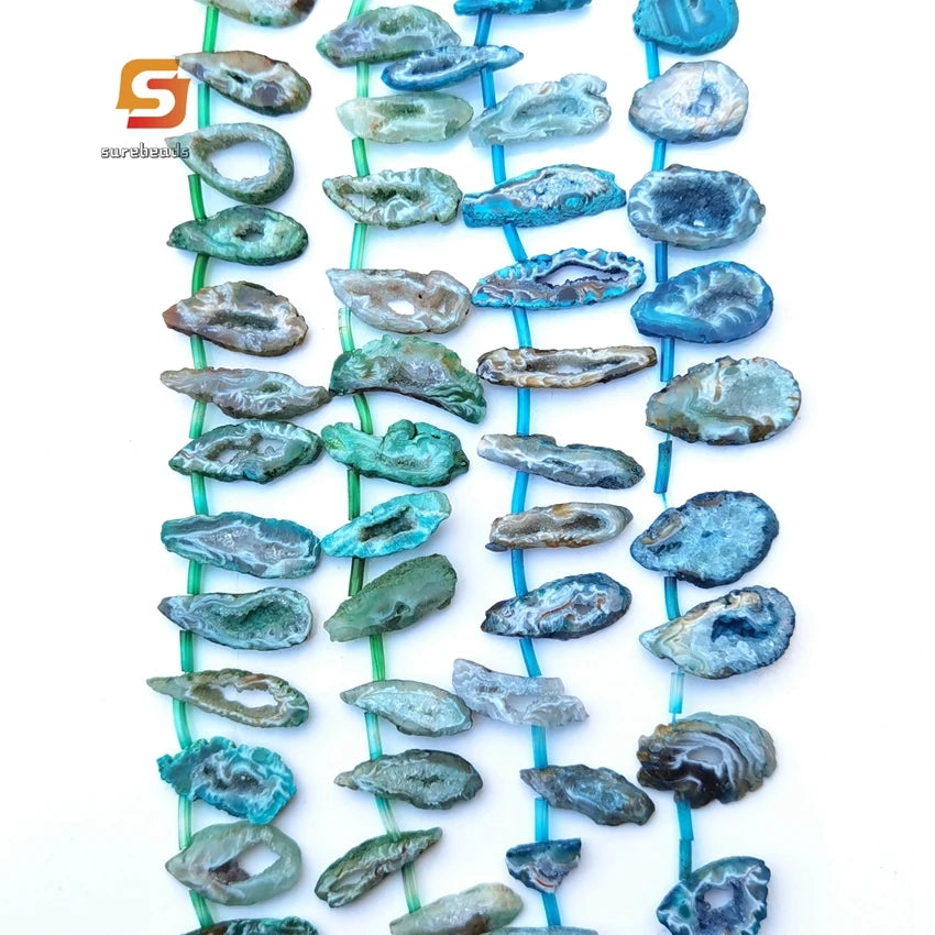 Blue Agate Druzy Beads,-ToShay.org