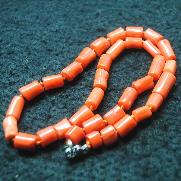 Orange Coral Drum Necklace-ToShay.org