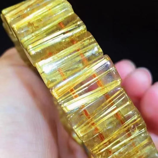 Gold Rutilated Quartz Bracelet-ToShay.org